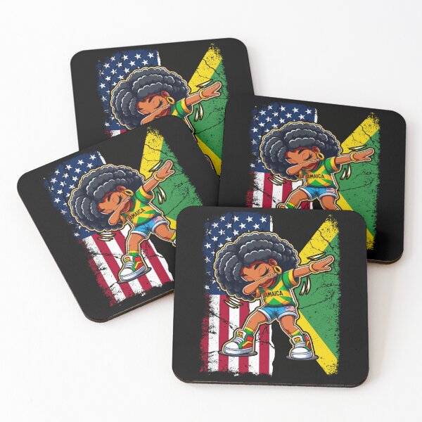 Item preview, Jamaican Afro Dabbing Girl Kid Half American Half Jamaican Flag Patriotic designed and sold by JUSTBEELEGANT.