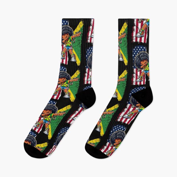 Artikelvorschau, Jamaikanische Afro Dabbing Mädchen Kind halb Amerikanerin halb Jamaikanische Flagge Patriotisch entworfen und verkauft von JUSTBEELEGANT.