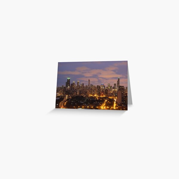 Chicago skyline sunset Greeting Card