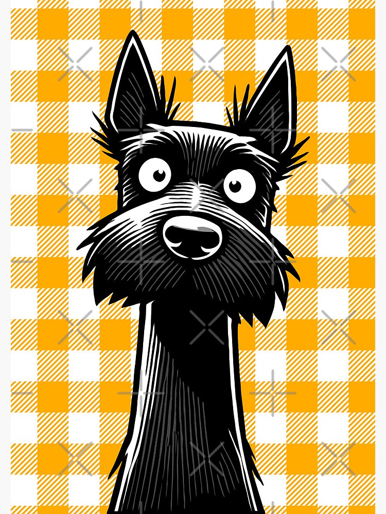 Thumbnail 3 of 3, Journal, Scottish Terrier Illustration On A Yellow & White Gingham Plaid Background designed and sold by K9ish.