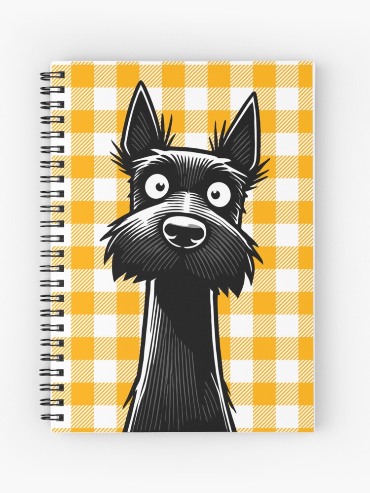 Thumbnail 1 of 3, Journal, Scottish Terrier Illustration On A Yellow & White Gingham Plaid Background designed and sold by K9ish.