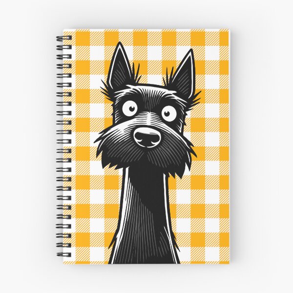 Item preview, Scottish Terrier Illustration On A Yellow & White Gingham Plaid Background designed and sold by K9ish.