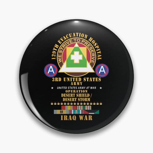 Item preview, 129th Evacuation Hospital - Operation Desert Storm - Shield - 3rd US Army SSI w GULF SVC Ribbons x 300 designed and sold by Military Insignia Products.