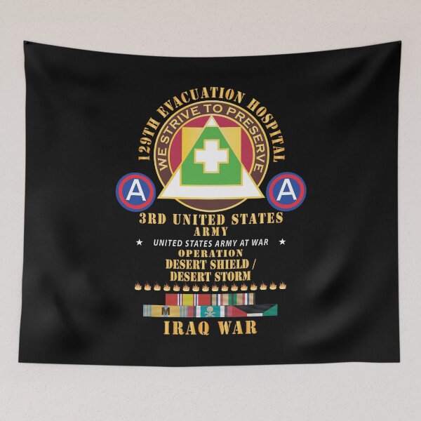 Item preview, 129th Evacuation Hospital - Operation Desert Storm - Shield - 3rd US Army SSI w GULF SVC Ribbons x 300 designed and sold by Military Insignia Products.