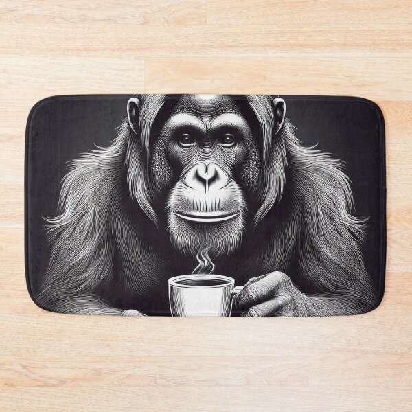 Item preview, funny orangutan drinking coffee designed and sold by Boxing Kangaroo Retail Company.