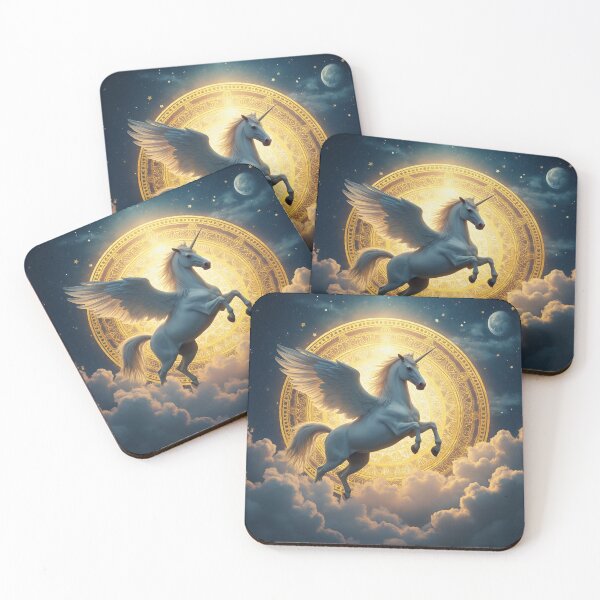 Item preview, Golden Mandala Sacred Heavenly White Pegasus designed and sold by Fantasy Horseys.