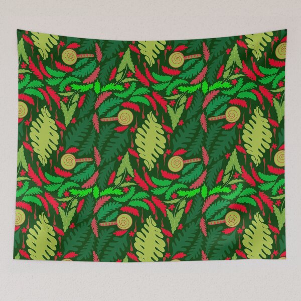 Item preview, Green leaf pattern red and green color Christmas theme  designed and sold by nickardi.