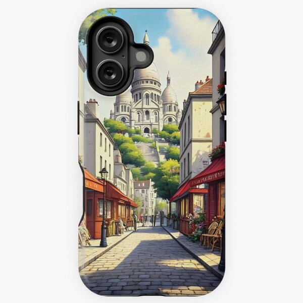 Vista previa del artículo con la obra «Montmartre, Francia: calles adoquinadas y el encanto de un café bohemio», diseñado y vendido por LSV-Art.