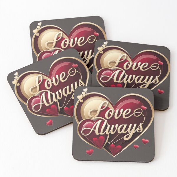 Item preview, Elegant Valentine's Day Gold and Red Heart Design - 'Love Always' Romantic Art designed and sold by Kawaii Planet Studio.