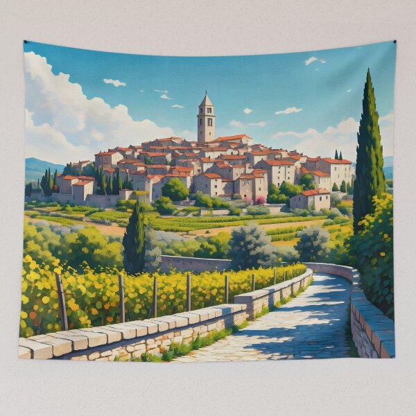 Item preview, Motovun, Croatia: Medieval Stone Buildings and Red-Tiled Rooftops designed and sold by LSVart.