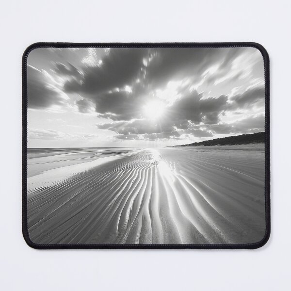 Item preview, Deserted scene with sea at sunrise - Black and white photo designed and sold by TheArtistOf2022.