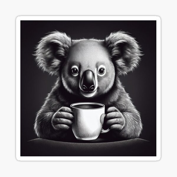 Aperçu de l'œuvre Koala drôle buvant du café créée et vendue par Boxing Kangaroo Retail Company.