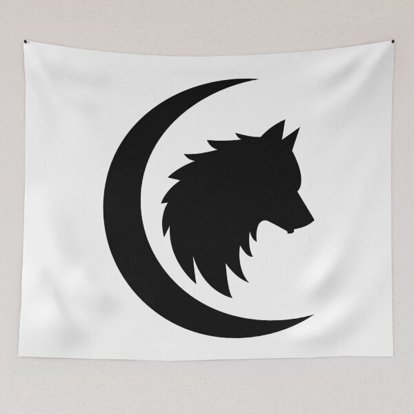 Item preview, Black Silhouette Wolf Head with Moon Design designed and sold by AtonuHaque.