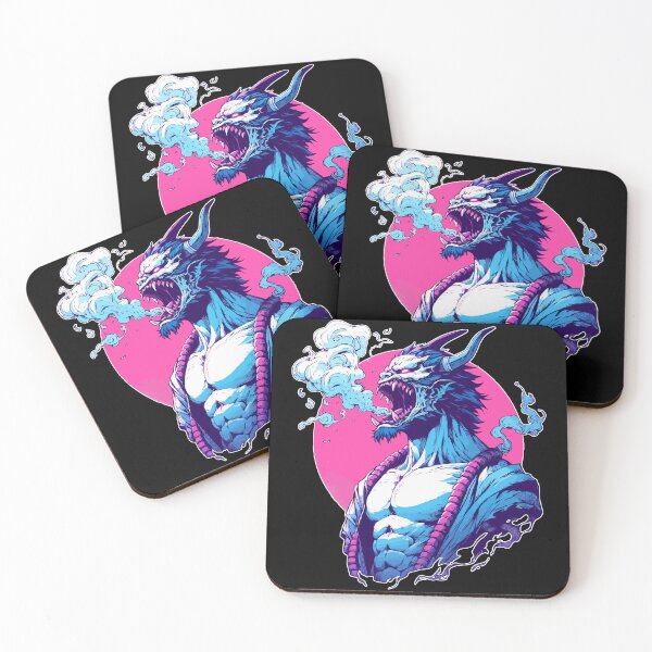 Item preview, Cool Oni Demon Samurai Ogre Pink Blue designed and sold by TomFrontierArt.