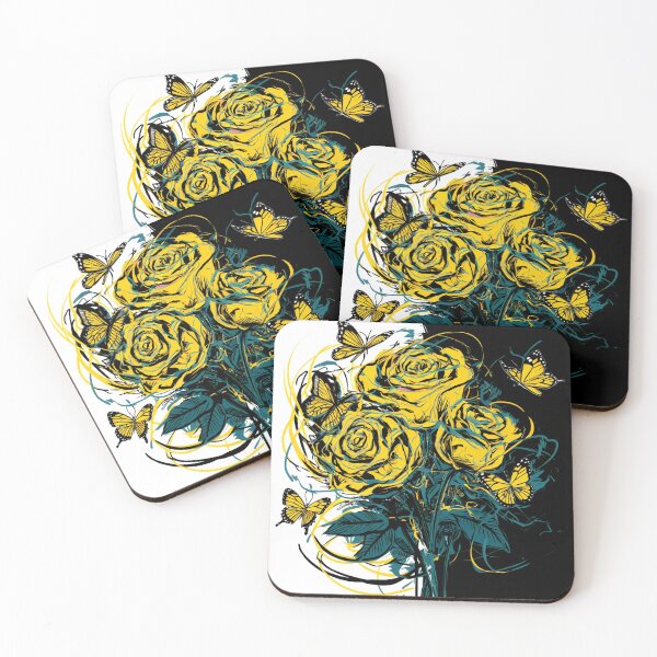 Item preview, Yellow Rose Bliss with Butterfly Charm – Nature-Inspired Art for the Bold at Heart designed and sold by WildStroke.