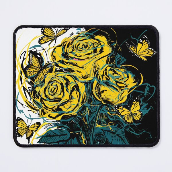 Item preview, Yellow Rose Bliss with Butterfly Charm – Nature-Inspired Art for the Bold at Heart designed and sold by WildStroke.