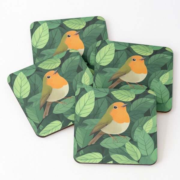Item preview, Robin red breast in the middle of green leaves designed and sold by Atces.