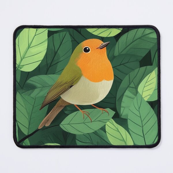Item preview, Robin red breast in the middle of green leaves designed and sold by Atces.