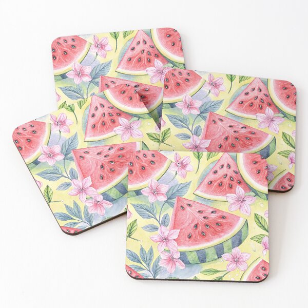Item preview, Watermelon Slice on Yellow Background - Watercolor Style designed and sold by WinusYTS.