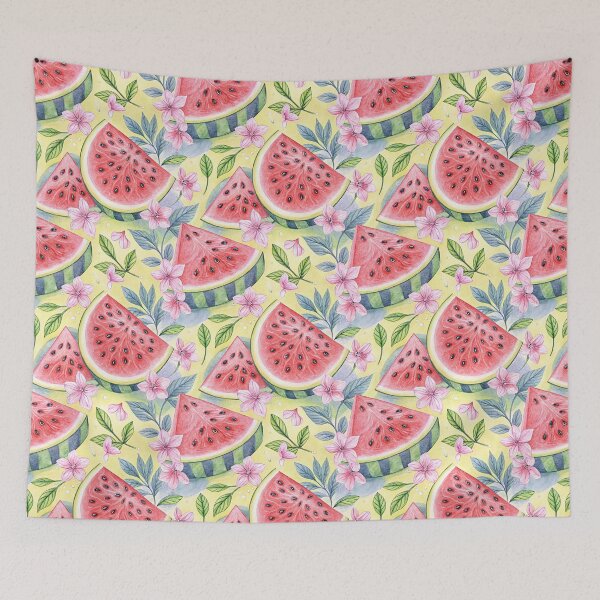Item preview, Watermelon Slice on Yellow Background - Watercolor Style designed and sold by WinusYTS.
