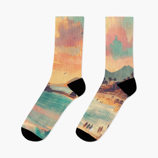 Item preview, Retro watercolor tropical escape designed and sold by dulceguavashop.