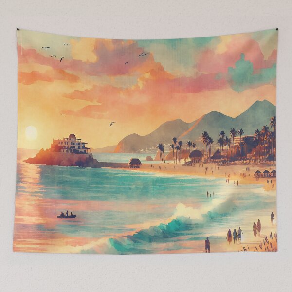 Item preview, Retro watercolor tropical escape designed and sold by dulceguavashop.