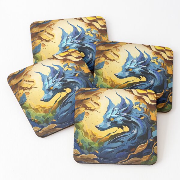 Item preview, Majestic Blue Wolf in Vibrant Forest designed and sold by Zeeshankhan1345.
