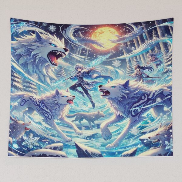 Item preview, Ice Wolves Anime - Dynamic Snowland Battle Pattern designed and sold by Imaginarium of Chaos falcon88 .
