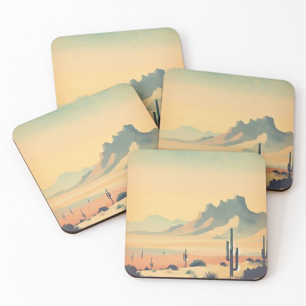 Item preview, retro watercolor desert lanscape designed and sold by dulceguavashop.