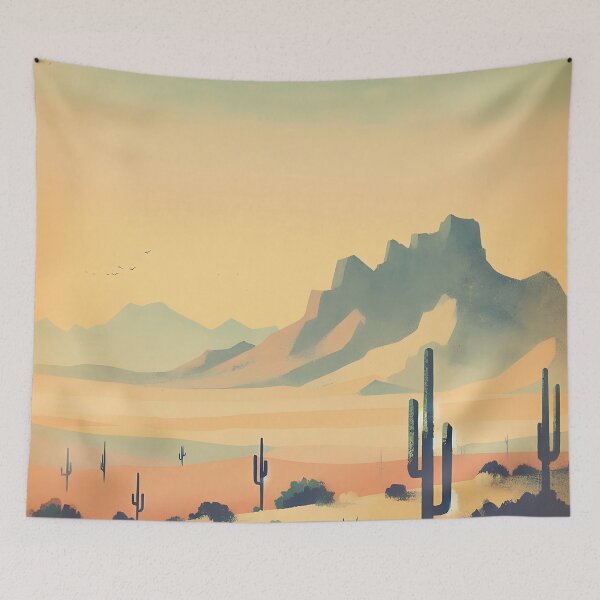 Item preview, retro watercolor desert lanscape designed and sold by dulceguavashop.