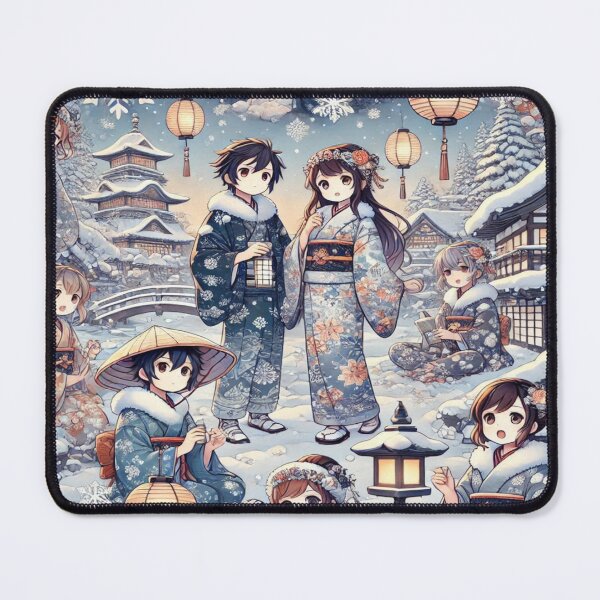 Item preview, Winter Kimono Anime - Snowy Village Pattern Design designed and sold by Imaginarium of Chaos falcon88 .