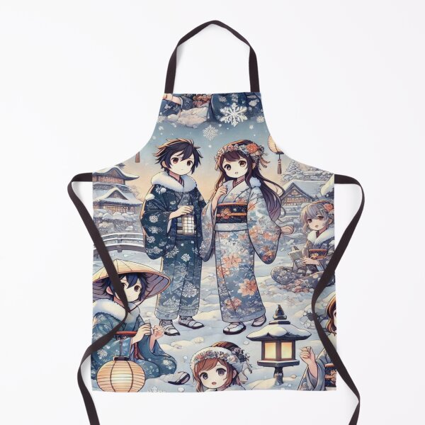 Item preview, Winter Kimono Anime - Snowy Village Pattern Design designed and sold by Imaginarium of Chaos falcon88 .
