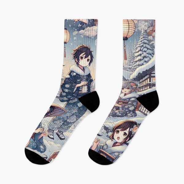 Item preview, Winter Kimono Anime - Snowy Village Pattern Design designed and sold by Imaginarium of Chaos falcon88 .