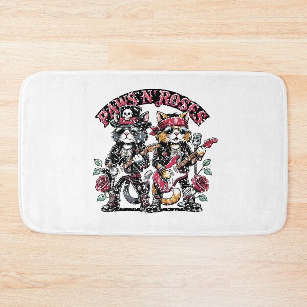 Item preview, Rock Star Cats Paws N' Roses Funny Music Design designed and sold by DrawHandArt.