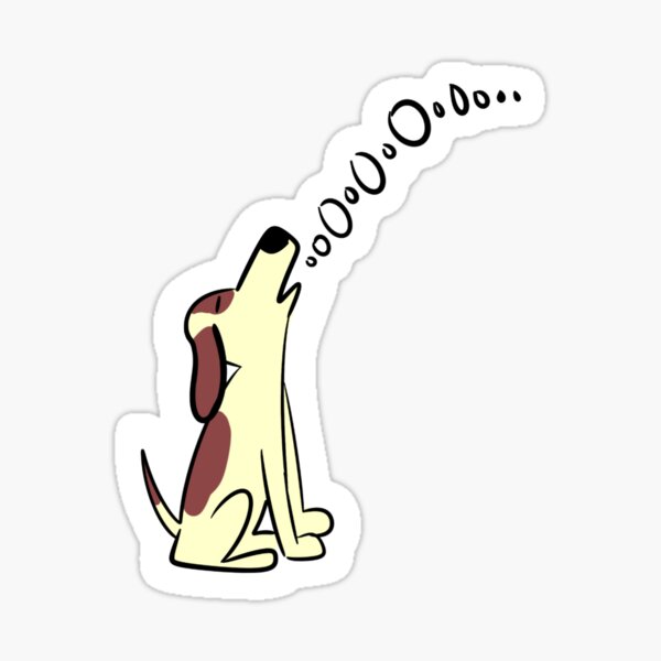 Vista previa del artículo con la obra «Dibujo animado de perro aullando», diseñado y vendido por smooshpaw.
