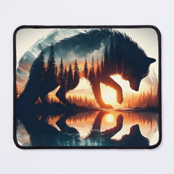 Item preview, Double Exposure Wolf Reflection, Ai Generated Art  designed and sold by ACC .