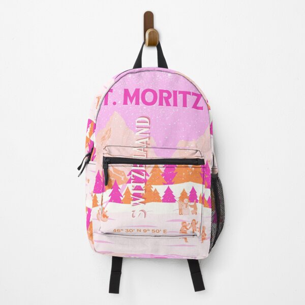 Item preview, St. Moritz Travel Art, Switzerland Travel Art, Preppy Pink designed and sold by Magic Love Art Print.