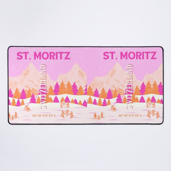 Item preview, St. Moritz Travel Art, Switzerland Travel Art, Preppy Pink designed and sold by Magic Love Art Print.
