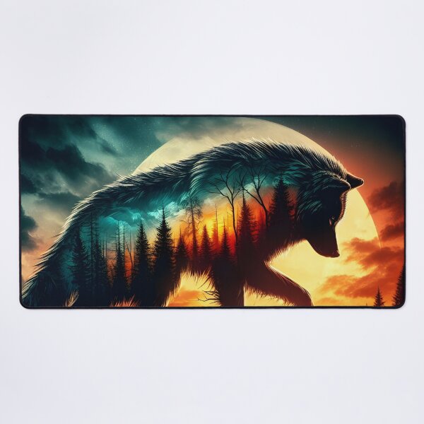 Item preview, Double Exposure Wolf Reflection, Ai Generated Art  designed and sold by ACC .