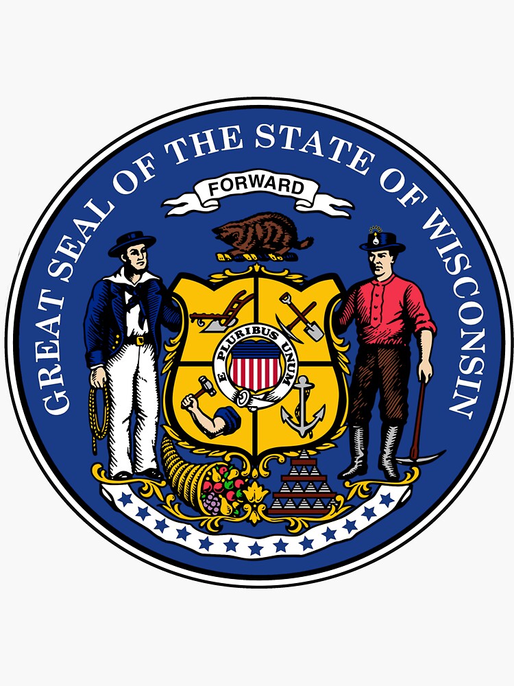 "State Of Wisconsin Seal" Sticker For Sale By BankrobberGus | Redbubble