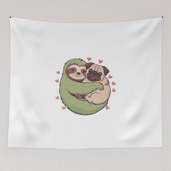 Item preview, Cute Sloth and pug Friendship for Pug Lover designed and sold by Laugh-Lines.