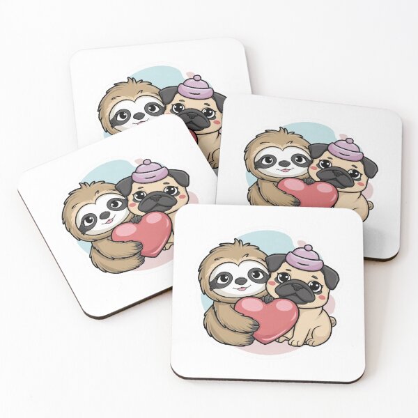 Item preview, Cute Sloth and Pug Friendship for Valentines Day designed and sold by Laugh-Lines.