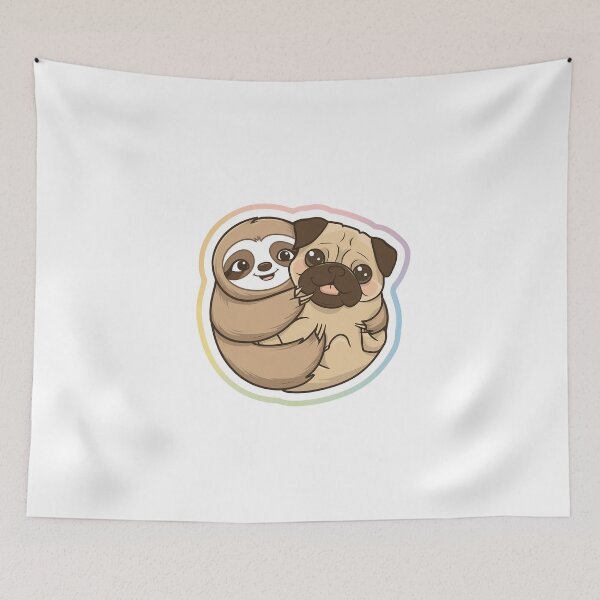 Item preview, Cute Sloth and Pug Friendship for Valentines Day designed and sold by Laugh-Lines.