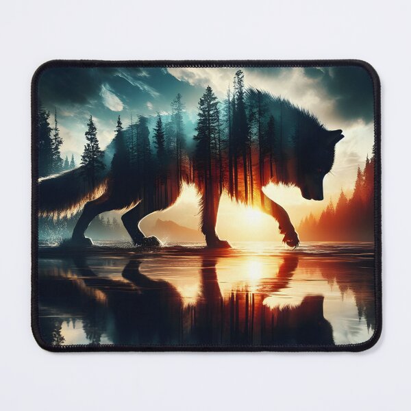 Item preview, Double Exposure Wolf Reflection, Ai Generated Art  designed and sold by ACC .