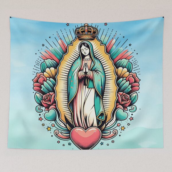 Item preview, Virgen de Guadalupe illustration in watercolor background designed and sold by dulceguavashop.