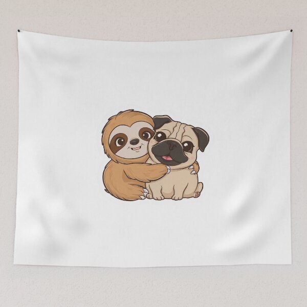 Item preview, Cute Sloth and Pug Friendship for Valentines Day designed and sold by Laugh-Lines.