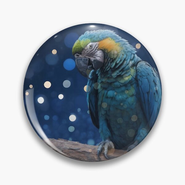 Item preview, Regal Blue: Blue Macaw On Blue And Gold Bokeh designed and sold by A-Work-Of-Art.
