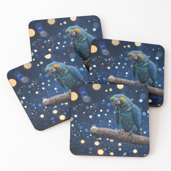Item preview, Regal Blue: Blue Macaw On Blue And Gold Bokeh designed and sold by A-Work-Of-Art.