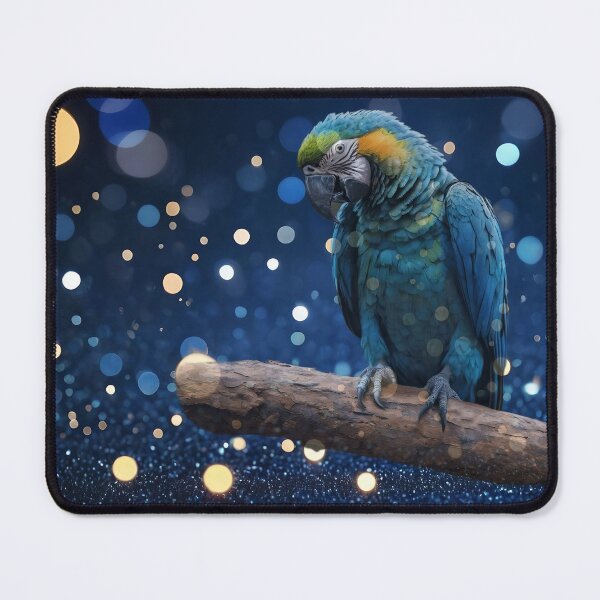 Item preview, Regal Blue: Blue Macaw On Blue And Gold Bokeh designed and sold by A-Work-Of-Art.