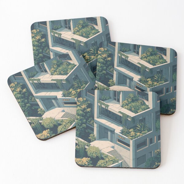 Item preview, Brutalist Urban Jungle - Modern Green Architecture Art designed and sold by rahuarq.